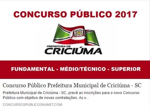 Prefeitura de Criciúma alerta para falsa informação de concurso público