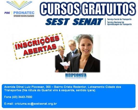 Curso de recepcionista no Sest Senat - Vagas abertas